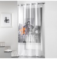 Voilage à oeillets - 140 x 260 cm - diva - blanc et or