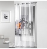 Voilage à oeillets - 140 x 260 cm - diva - blanc et or