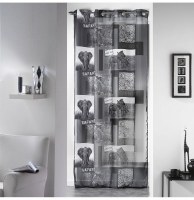 Voilage à oeillets - 140 x 240 cm - vie sauvage - anthracite