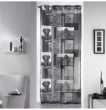 Voilage à oeillets - 140 x 240 cm - vie sauvage - anthracite