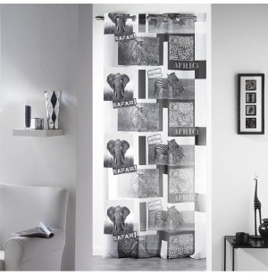 Voilage à oeillets - 140 x 240 cm - vie sauvage - blanc