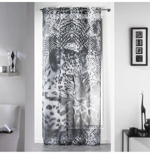 Voilage à oeillets - 140 x 260 cm - léopard