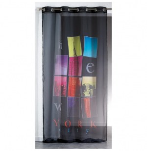 Voilage à oeillets - 140 x 260 cm - new york city - noir