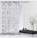 Voilage à oellets - 140 x240 cm - plumes - argent