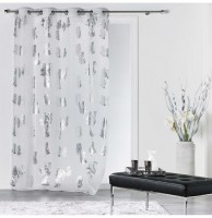 Voilage à oellets - 140 x240 cm - plumes - argent