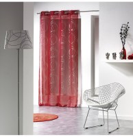 Voilage à oellets - 140 x240 cm - bulles - rouge