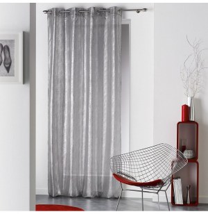 Voilage à oeillets - 140 x 240 cm - steel - perle