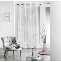 Voilage à oeillets - 140 x 240 cm - plume - blanc