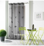 Voilage à oeillets - 140 x 240 cm - brodé - anthracite