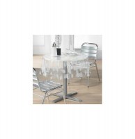 Nappe cristal ronde - d 140 cm - pvc- feuilles - blanc