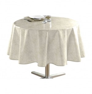 Nappe cristal ronde - d 160 cm - pvc - béton ciré - beige