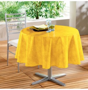 Nappe cristal ronde - d 160 cm - pvc - béton ciré - jaune
