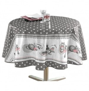 Nappe ronde - d 160 cm - pvc - brunch rétro