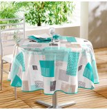 Nappe ronde - d 160 cm - pvc - carrea - bleu
