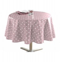 Nappe ronde - d 160 cm - pvc - lollypop - rose dragée /blanc