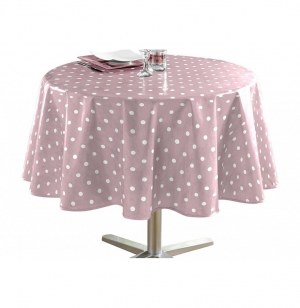 Nappe ronde - d 160 cm - pvc - lollypop - rose dragée /blanc