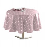 Nappe ronde - d 160 cm - pvc - lollypop - rose dragée /blanc