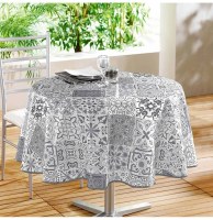 Nappe ronde - d 160 cm - pvc - persane - gris