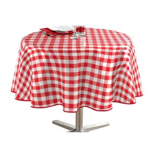 Nappe ronde - d 160 cm - pvc - vichy - rouge