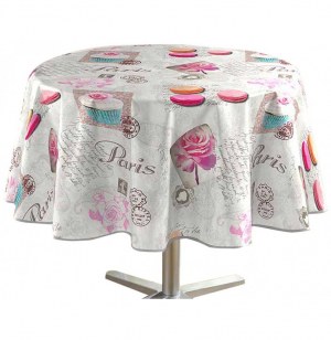 Nappe ronde - d 160 cm - pvc - sweet paris