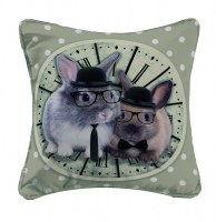 Housse de coussin - 40 x 40 cm - bunny clock