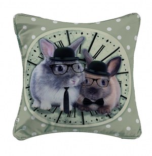 Housse de coussin - 40 x 40 cm - bunny clock