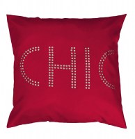 Housse de coussin - 40 x 40 cm - sequin - strass rouge