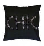 Housse de coussin - 40 x 40 cm - sequin - strass noir