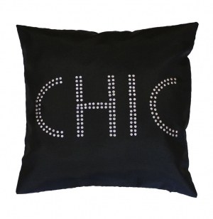 Housse de coussin - 40 x 40 cm - sequin - strass noir