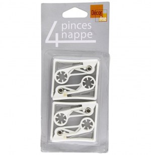 Pince plastique de table - lot de 4 - blanc