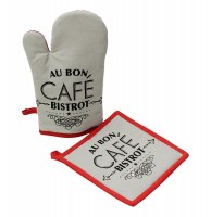 Gant de cuisine et manique - 100% coton - bistrot chic
