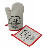 Gant de cuisine et manique - 100% coton - bistrot chic