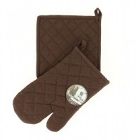 Gant de cuisine et manique - 100% coton - café - choco