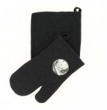 Gant de cuisine et manique - 100% coton - dîner - noir