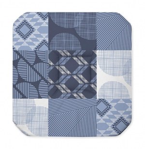 Galette - 4 rabats - 36 x 36 x 3.5 cm - polyester - dalea - bleu