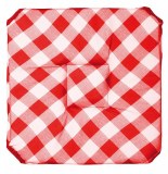 Galette - 4 rabats - 36 x 36 x 3.5 cm - polyester - vichy - rouge