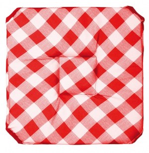 Galette - 4 rabats - 36 x 36 x 3.5 cm - polyester - vichy - rouge
