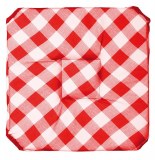 Galette - 4 rabats - 36 x 36 x 3.5 cm - polyester - vichy - rouge