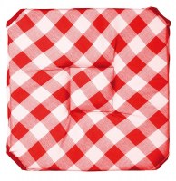 Galette - 4 rabats - 36 x 36 x 3.5 cm - polyester - vichy - rouge