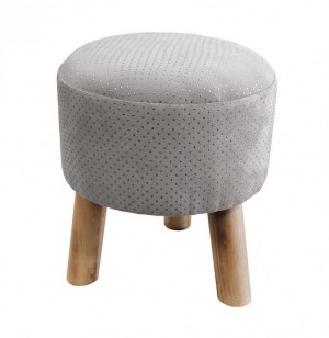 Tabouret - d 32 cm x h 36 cm - suede - marquise - gris et argent