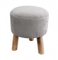 Tabouret - d 32 cm x h 36 cm - suede - marquise - gris et argent