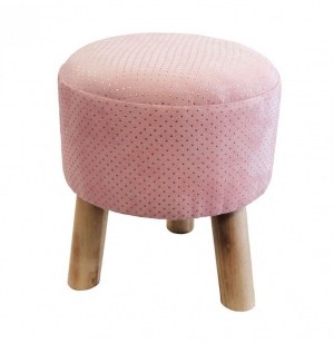 Tabouret - d 32 cm x h 36 cm - suede - marquise - rose et argent