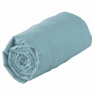 Drap housse 1 personne lina - 57 fils - 90 x 190 cm - aqua