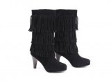 Boots à talons frangées Noir