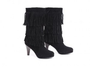 Boots à talons frangées Noir