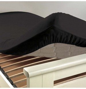 Drap housse 2 personnes lina - 57 fils - 180 x 200 cm - charbon