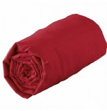 Drap housse 2 personnes lina - 57 fils - 180 x 200 cm - coquelicot