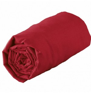 Drap housse 2 personnes lina - 57 fils - 180 x 200 cm - coquelicot