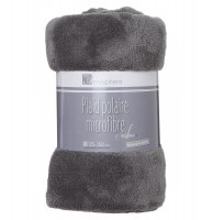 Plaid polaire microfibre - gris foncé - 125 x 150 cm - effet ultra do
