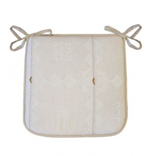 Galette jacquard bicolore mathis - 40 x 40 x 3,5 cm - polyester blanc